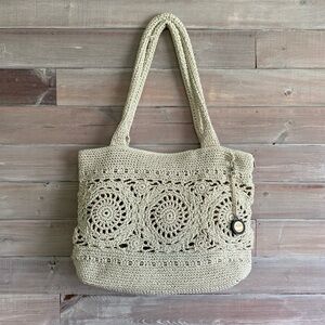 The sak cream large crochet carry-all tote